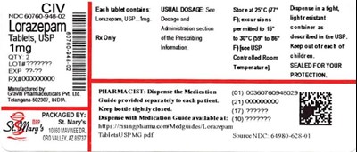 948 (Lorazepam 1mg 2ct 60760 948 02)